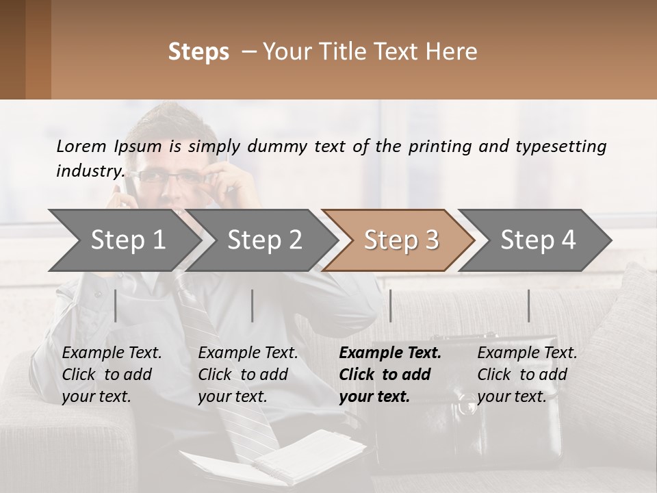 A Man Sitting On A Couch Talking On A Cell Phone PowerPoint Template