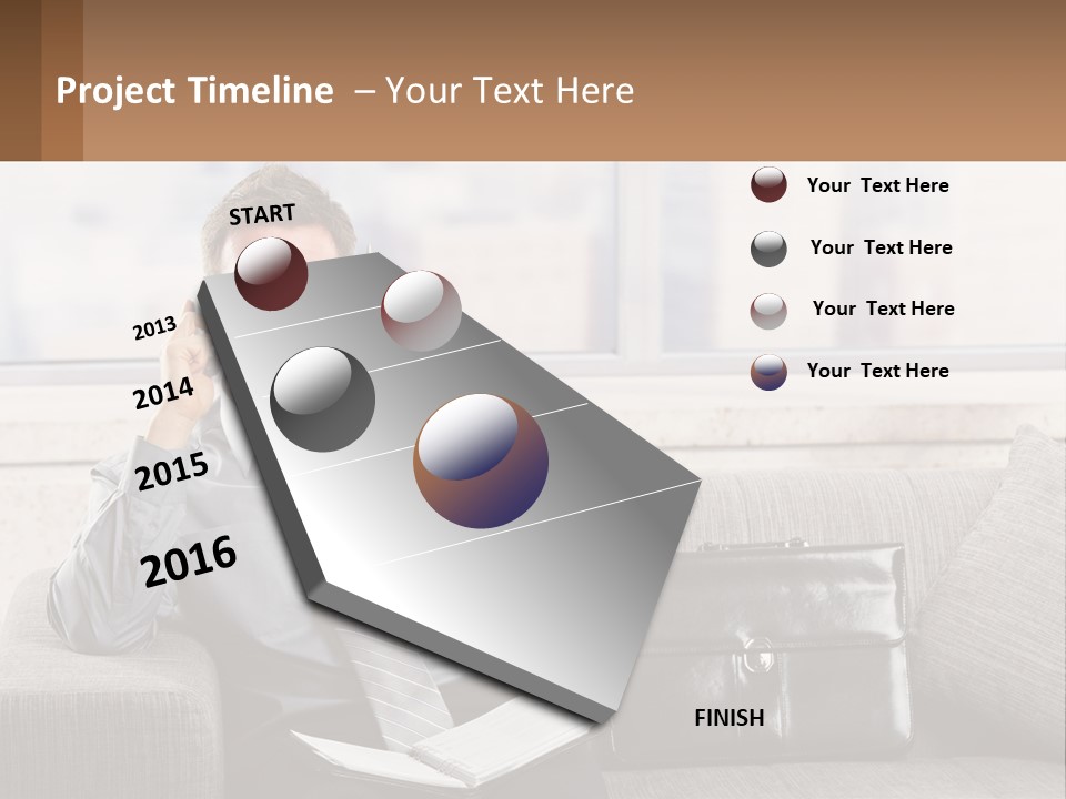 A Man Sitting On A Couch Talking On A Cell Phone PowerPoint Template