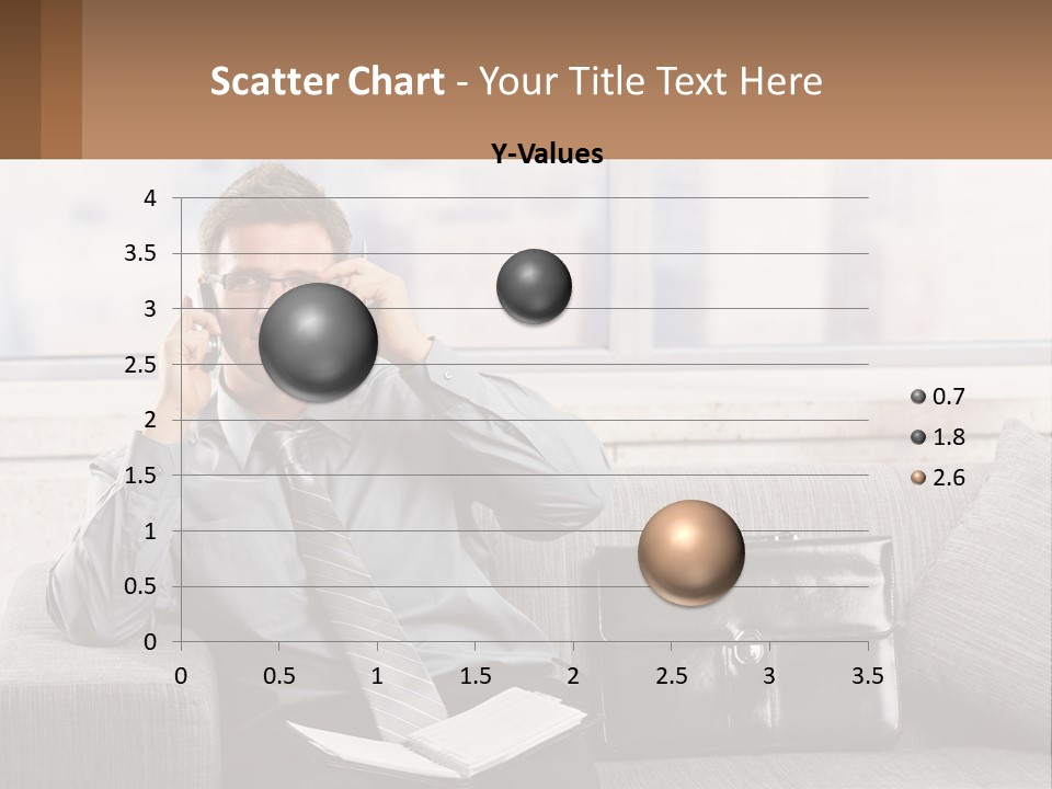 A Man Sitting On A Couch Talking On A Cell Phone PowerPoint Template