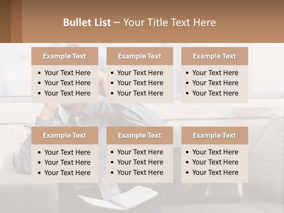 A Man Sitting On A Couch Talking On A Cell Phone PowerPoint Template
