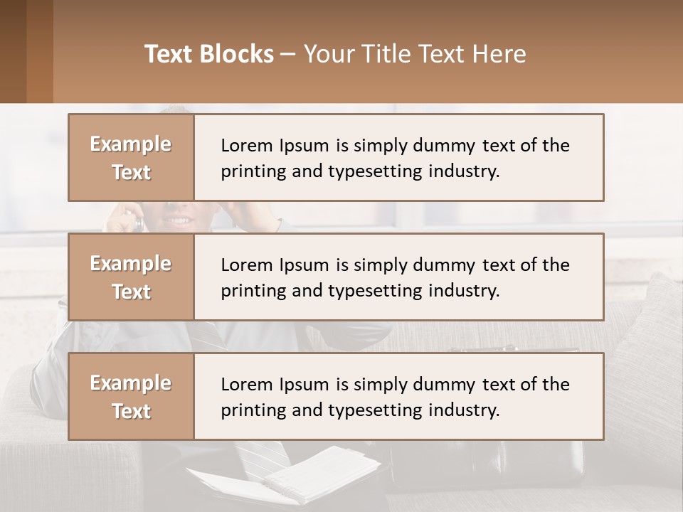A Man Sitting On A Couch Talking On A Cell Phone PowerPoint Template
