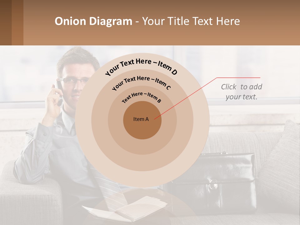 A Man Sitting On A Couch Talking On A Cell Phone PowerPoint Template