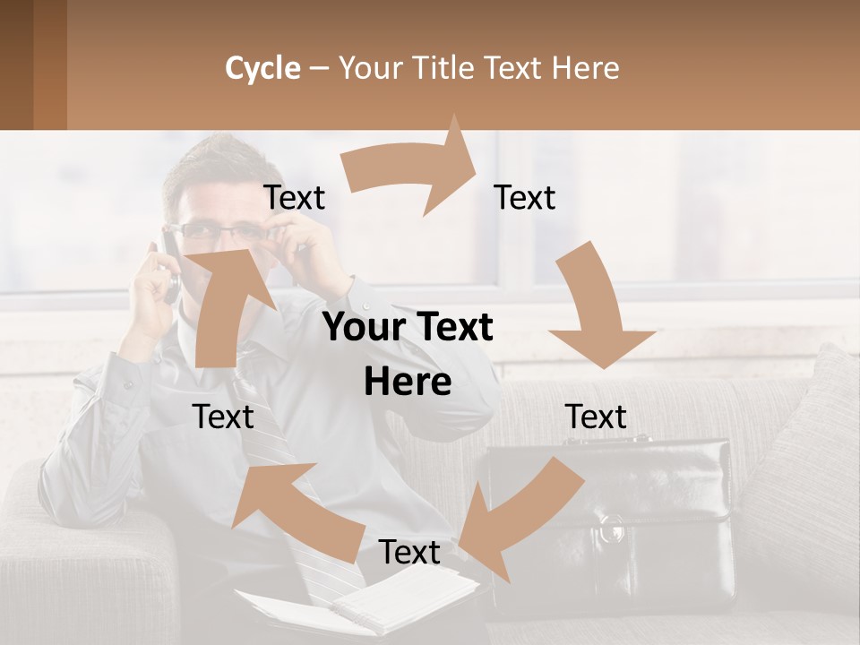 A Man Sitting On A Couch Talking On A Cell Phone PowerPoint Template