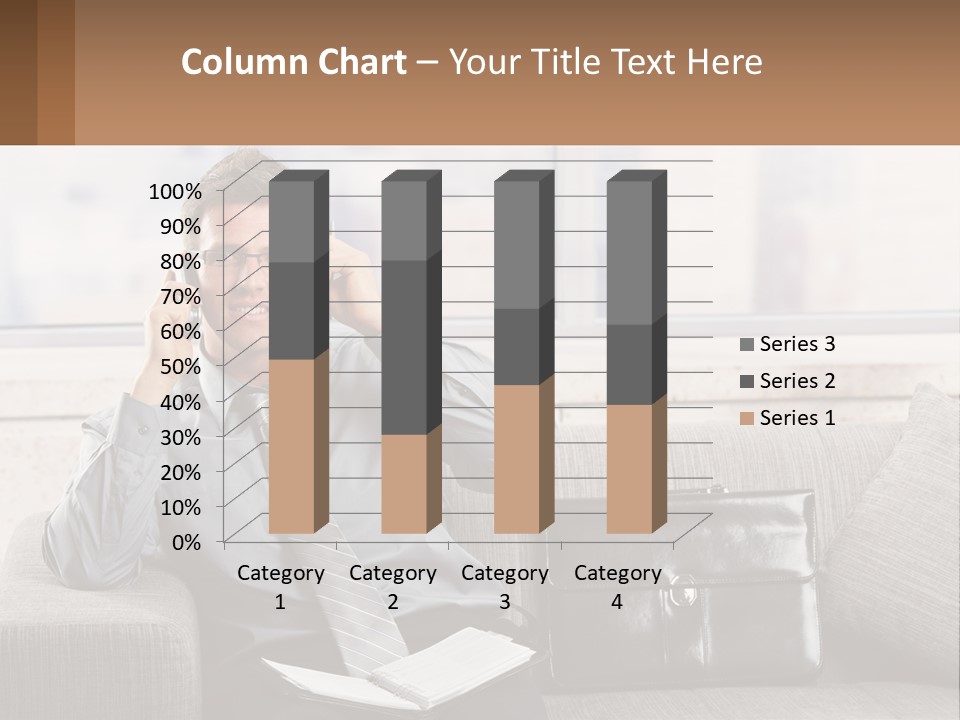 A Man Sitting On A Couch Talking On A Cell Phone PowerPoint Template