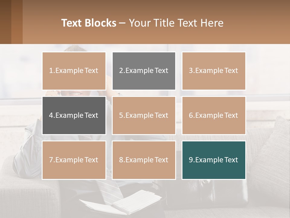 A Man Sitting On A Couch Talking On A Cell Phone PowerPoint Template