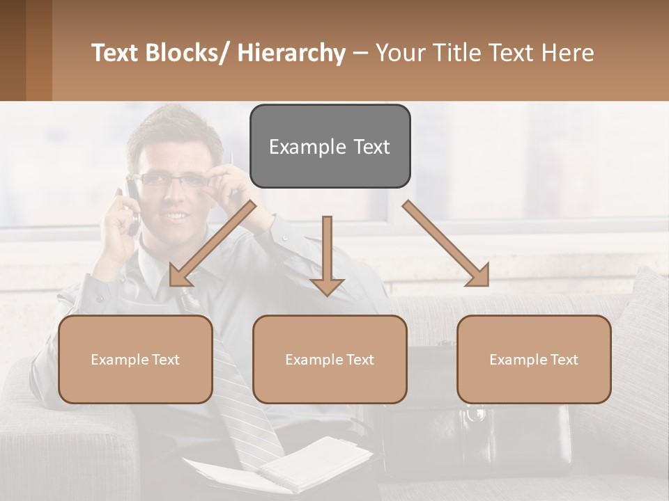 A Man Sitting On A Couch Talking On A Cell Phone PowerPoint Template
