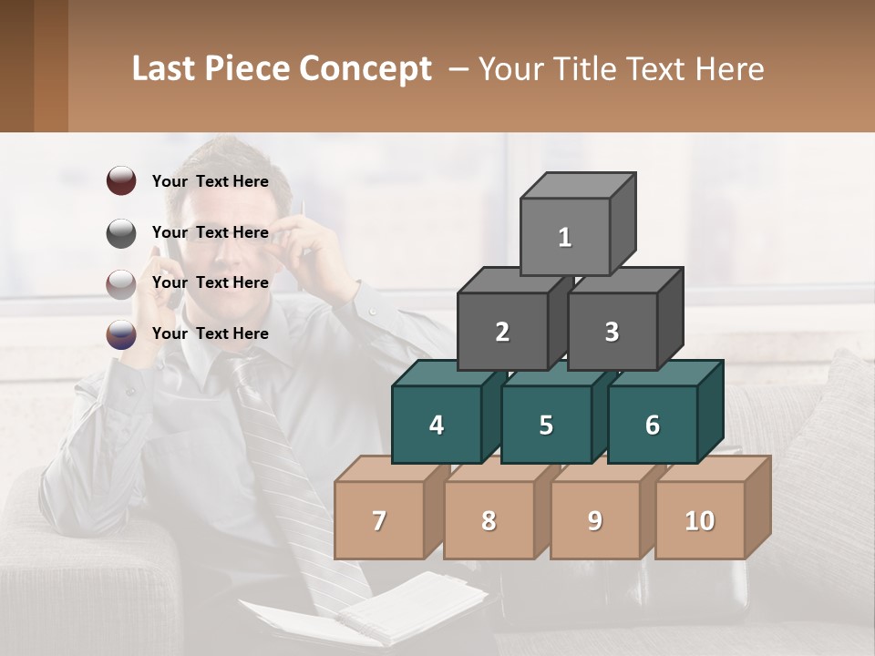 A Man Sitting On A Couch Talking On A Cell Phone PowerPoint Template