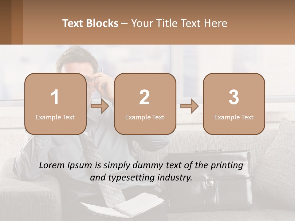 A Man Sitting On A Couch Talking On A Cell Phone PowerPoint Template