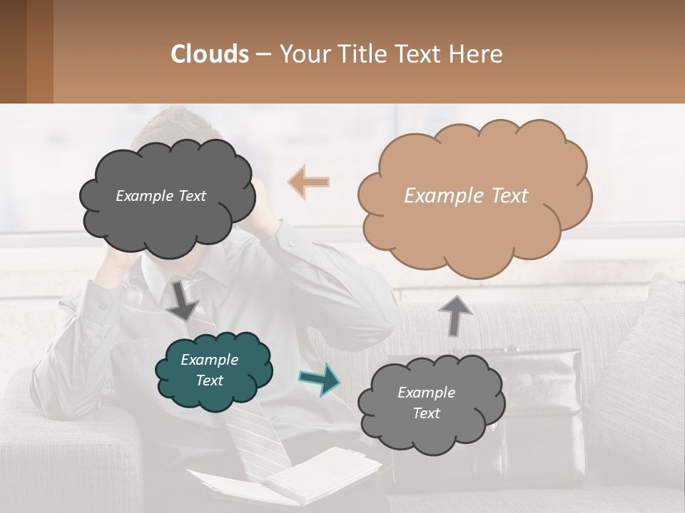 A Man Sitting On A Couch Talking On A Cell Phone PowerPoint Template