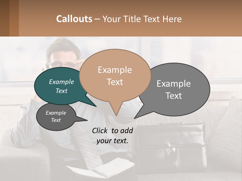 A Man Sitting On A Couch Talking On A Cell Phone PowerPoint Template