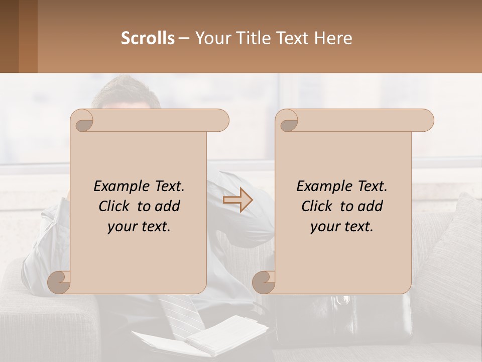 A Man Sitting On A Couch Talking On A Cell Phone PowerPoint Template