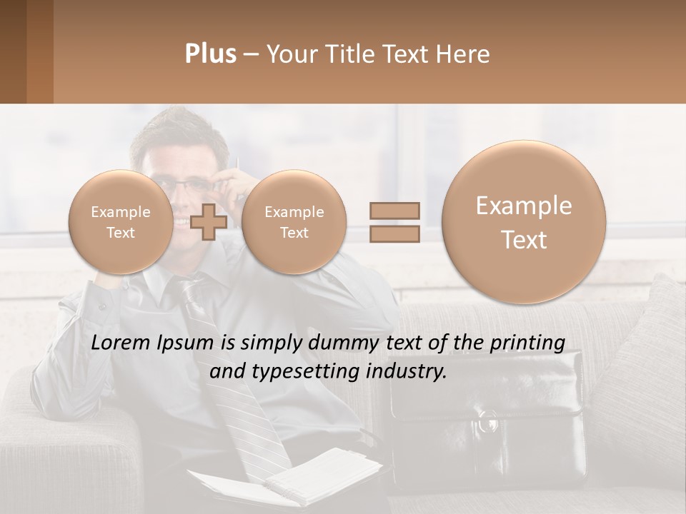 A Man Sitting On A Couch Talking On A Cell Phone PowerPoint Template