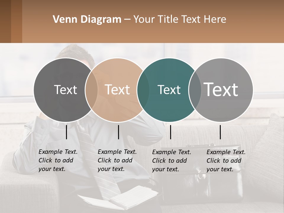 A Man Sitting On A Couch Talking On A Cell Phone PowerPoint Template