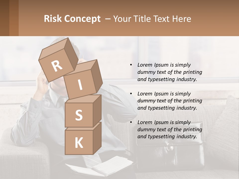 A Man Sitting On A Couch Talking On A Cell Phone PowerPoint Template