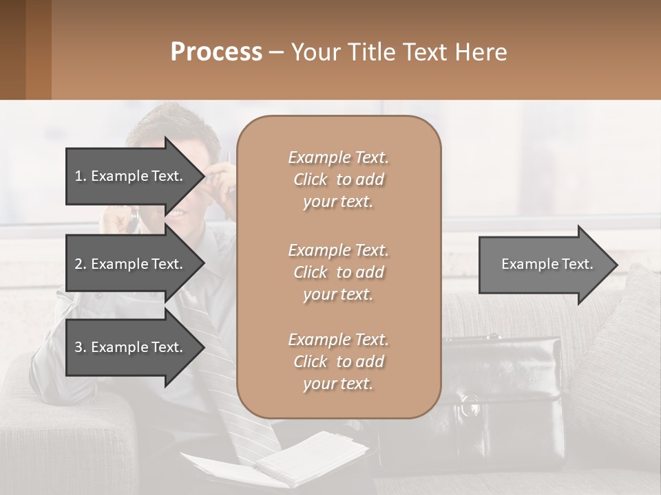 A Man Sitting On A Couch Talking On A Cell Phone PowerPoint Template
