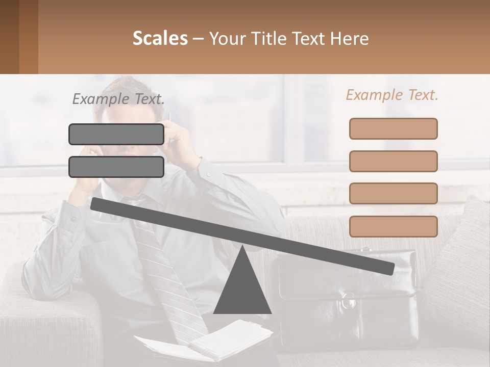 A Man Sitting On A Couch Talking On A Cell Phone PowerPoint Template