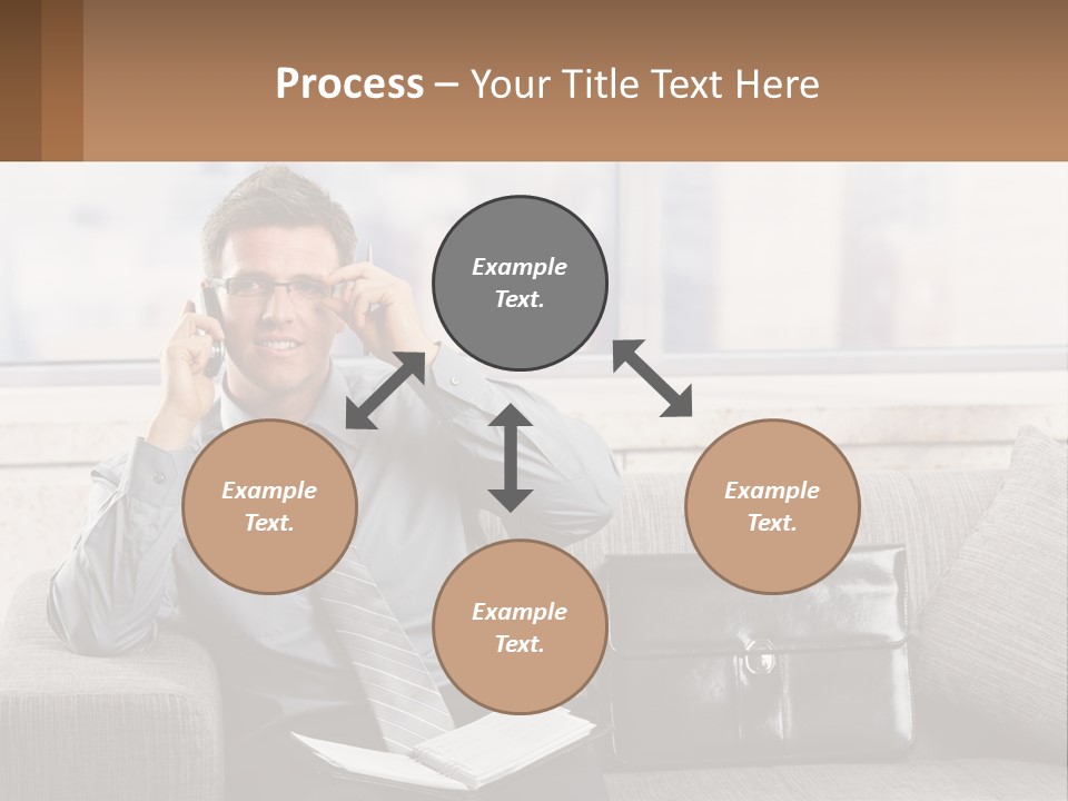A Man Sitting On A Couch Talking On A Cell Phone PowerPoint Template