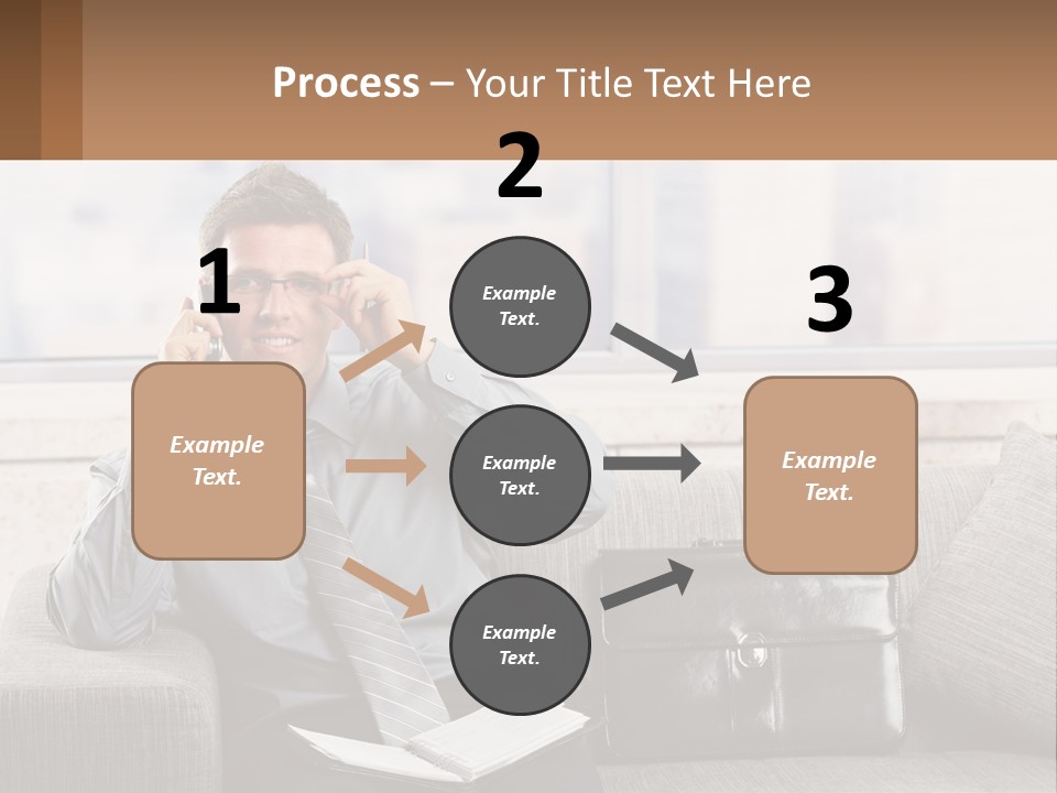 A Man Sitting On A Couch Talking On A Cell Phone PowerPoint Template