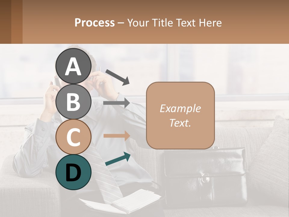 A Man Sitting On A Couch Talking On A Cell Phone PowerPoint Template