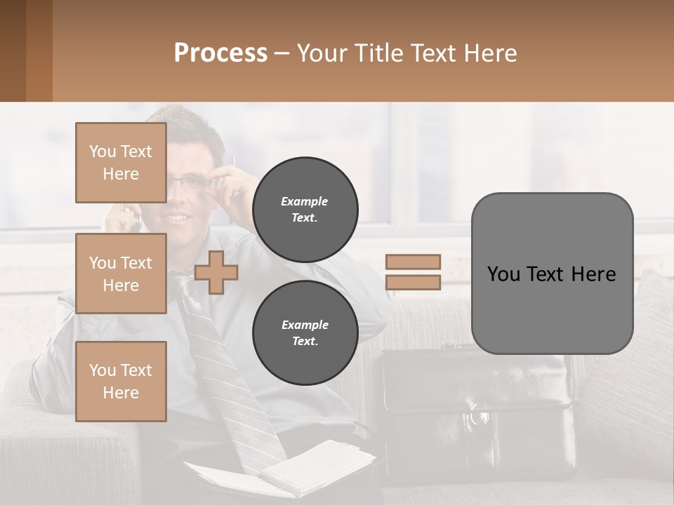 A Man Sitting On A Couch Talking On A Cell Phone PowerPoint Template