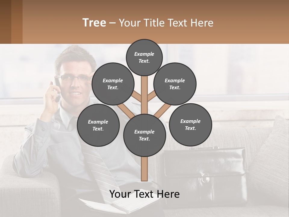A Man Sitting On A Couch Talking On A Cell Phone PowerPoint Template