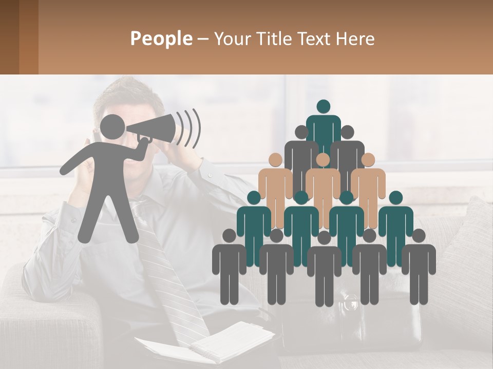 A Man Sitting On A Couch Talking On A Cell Phone PowerPoint Template