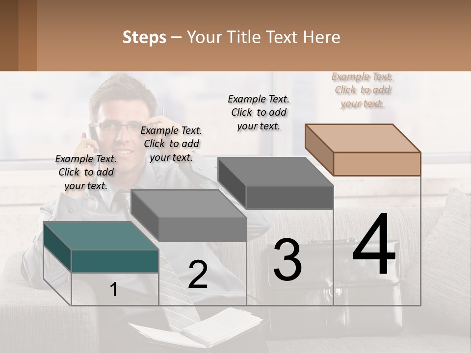 A Man Sitting On A Couch Talking On A Cell Phone PowerPoint Template