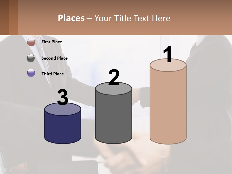 Two Men Shaking Hands In A Business Meeting PowerPoint Template