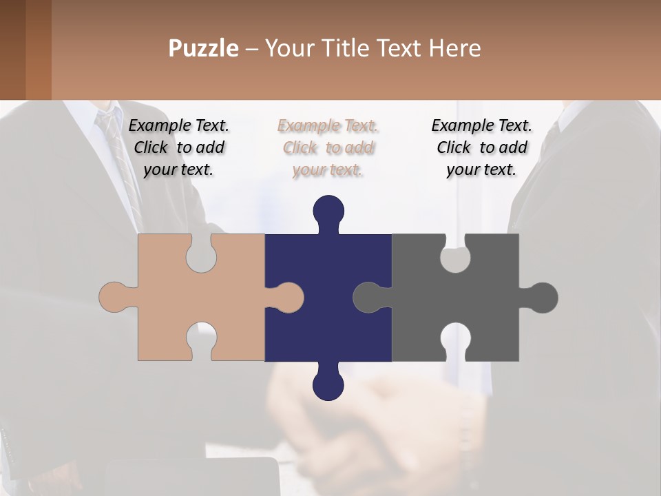 Two Men Shaking Hands In A Business Meeting PowerPoint Template