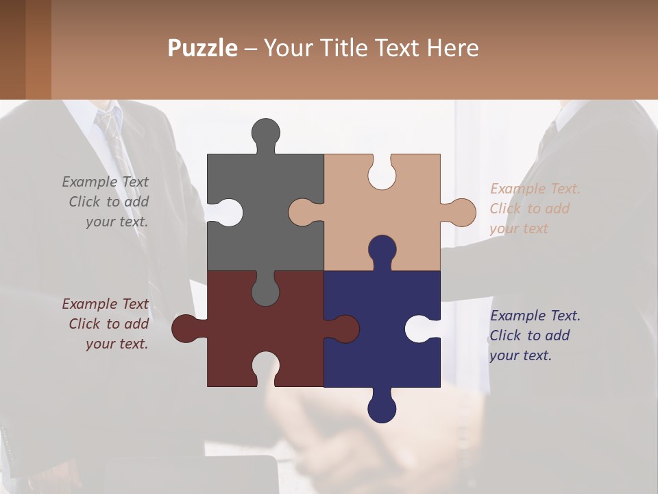 Two Men Shaking Hands In A Business Meeting PowerPoint Template