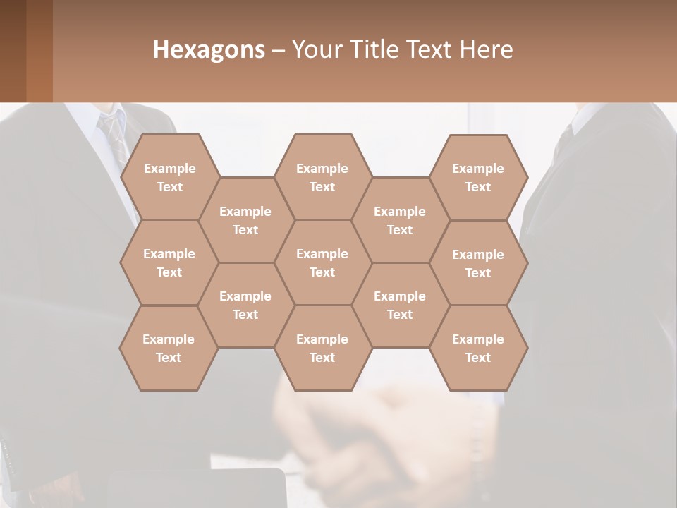 Two Men Shaking Hands In A Business Meeting PowerPoint Template