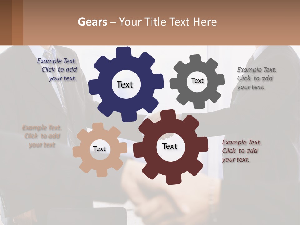 Two Men Shaking Hands In A Business Meeting PowerPoint Template