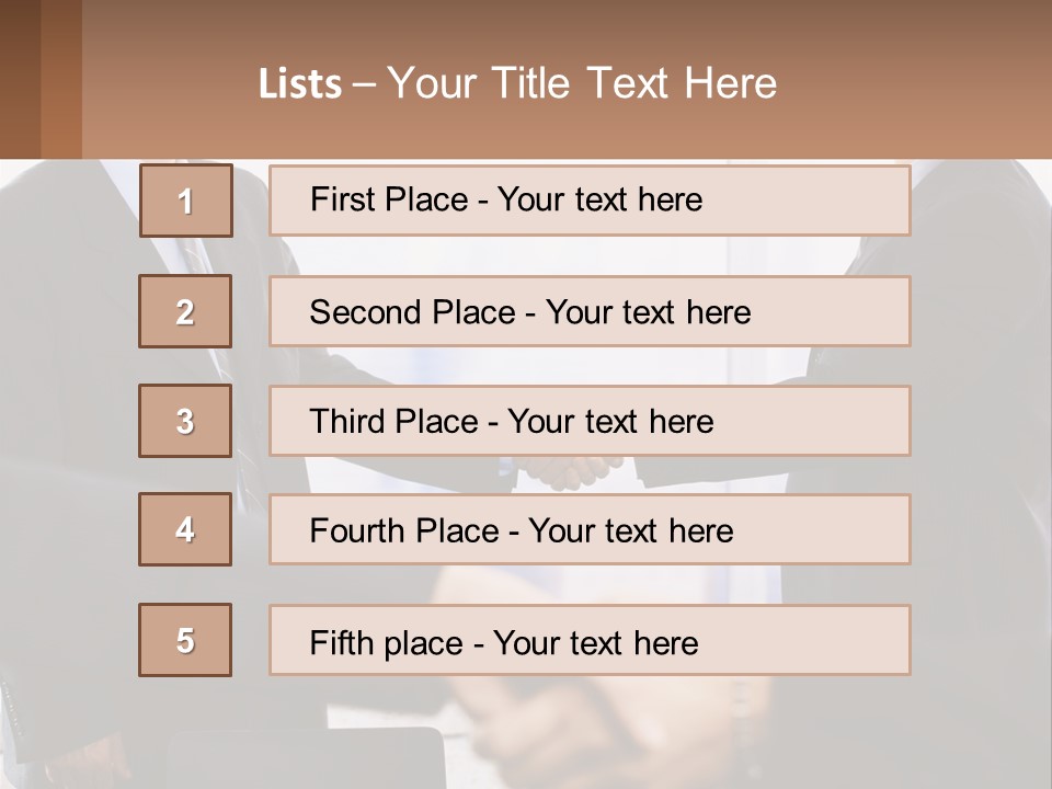 Two Men Shaking Hands In A Business Meeting PowerPoint Template