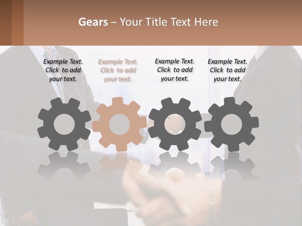 Two Men Shaking Hands In A Business Meeting PowerPoint Template