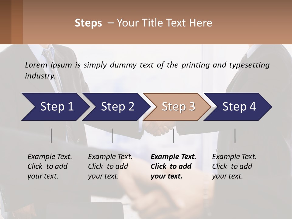 Two Men Shaking Hands In A Business Meeting PowerPoint Template