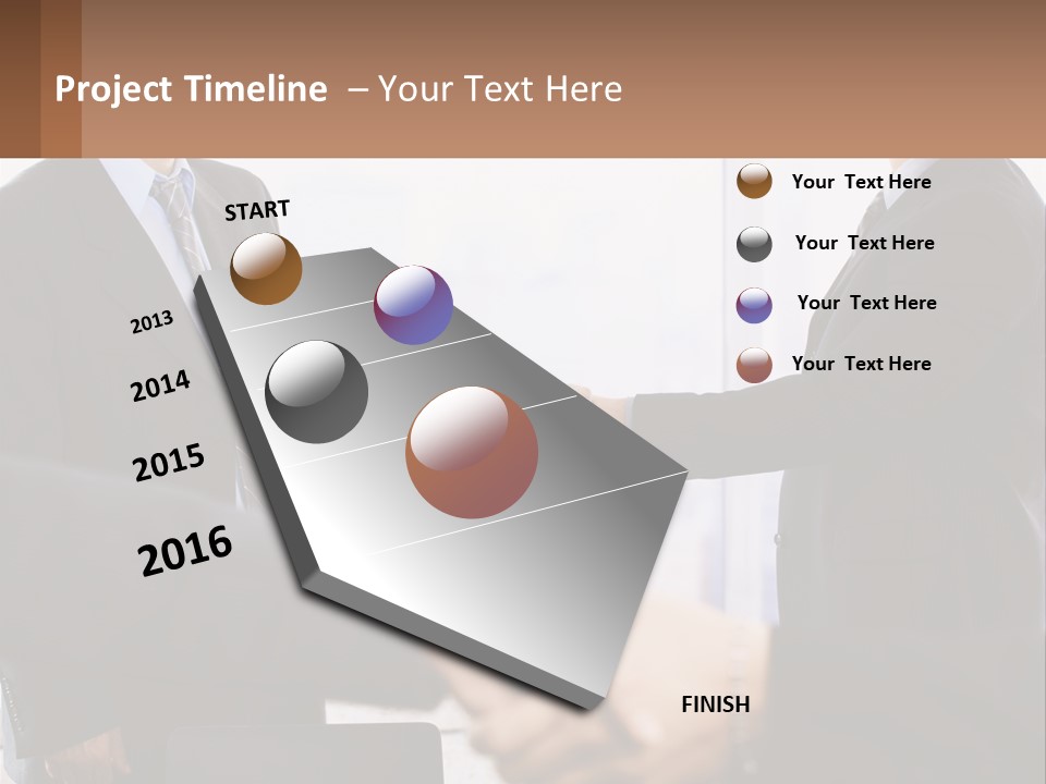 Two Men Shaking Hands In A Business Meeting PowerPoint Template