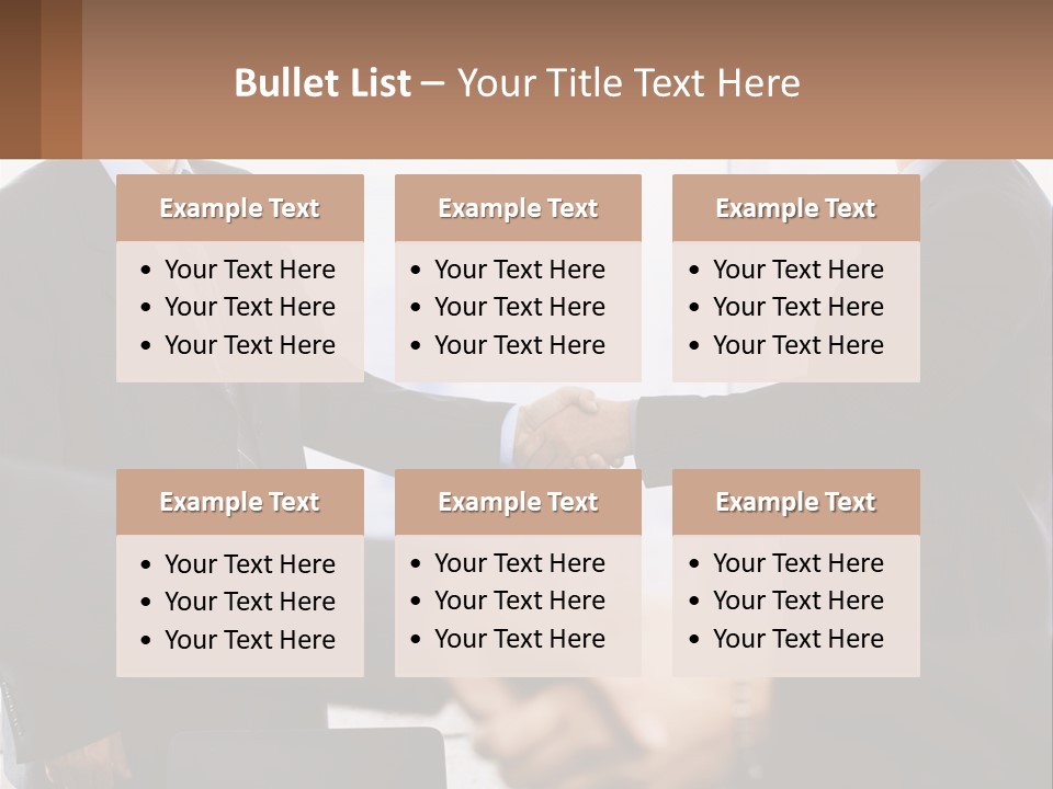 Two Men Shaking Hands In A Business Meeting PowerPoint Template