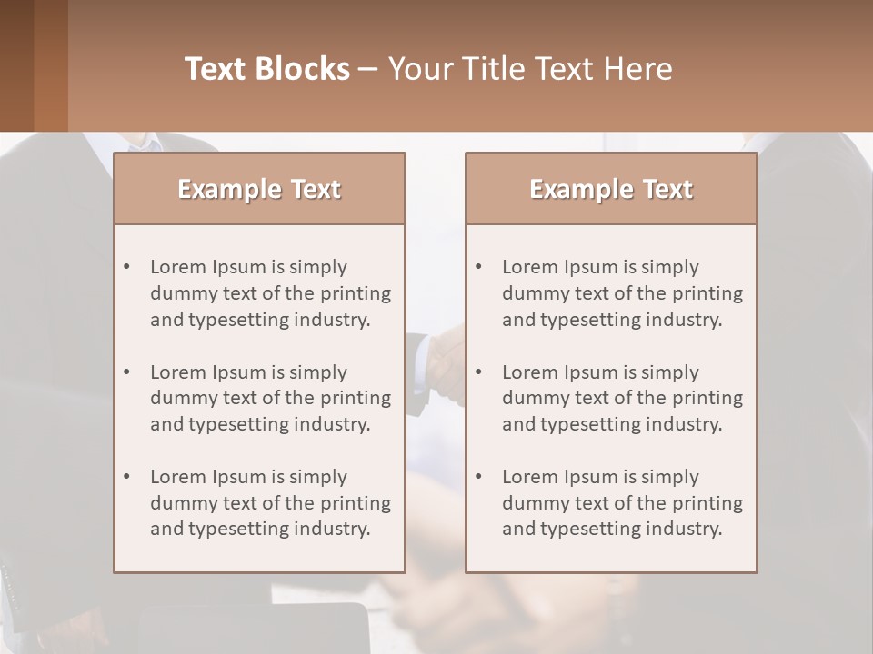 Two Men Shaking Hands In A Business Meeting PowerPoint Template