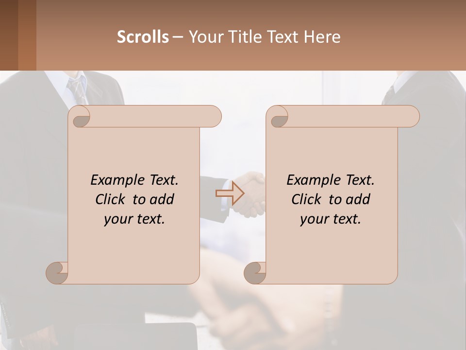 Two Men Shaking Hands In A Business Meeting PowerPoint Template