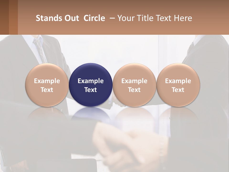 Two Men Shaking Hands In A Business Meeting PowerPoint Template