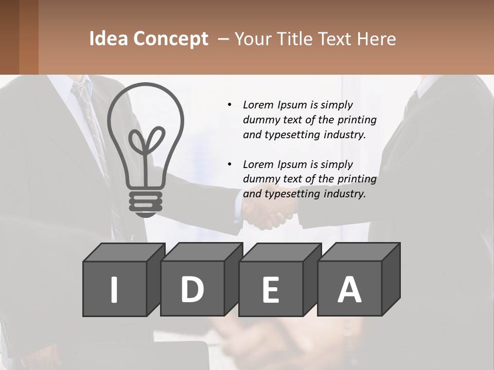 Two Men Shaking Hands In A Business Meeting PowerPoint Template