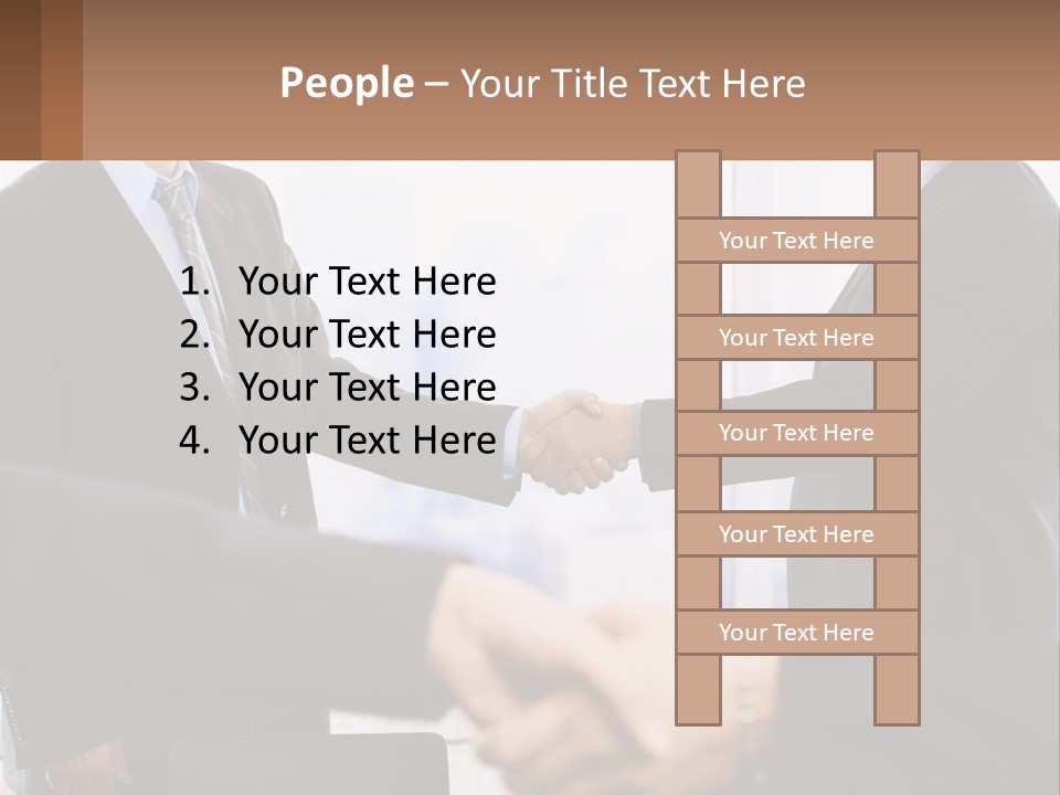 Two Men Shaking Hands In A Business Meeting PowerPoint Template