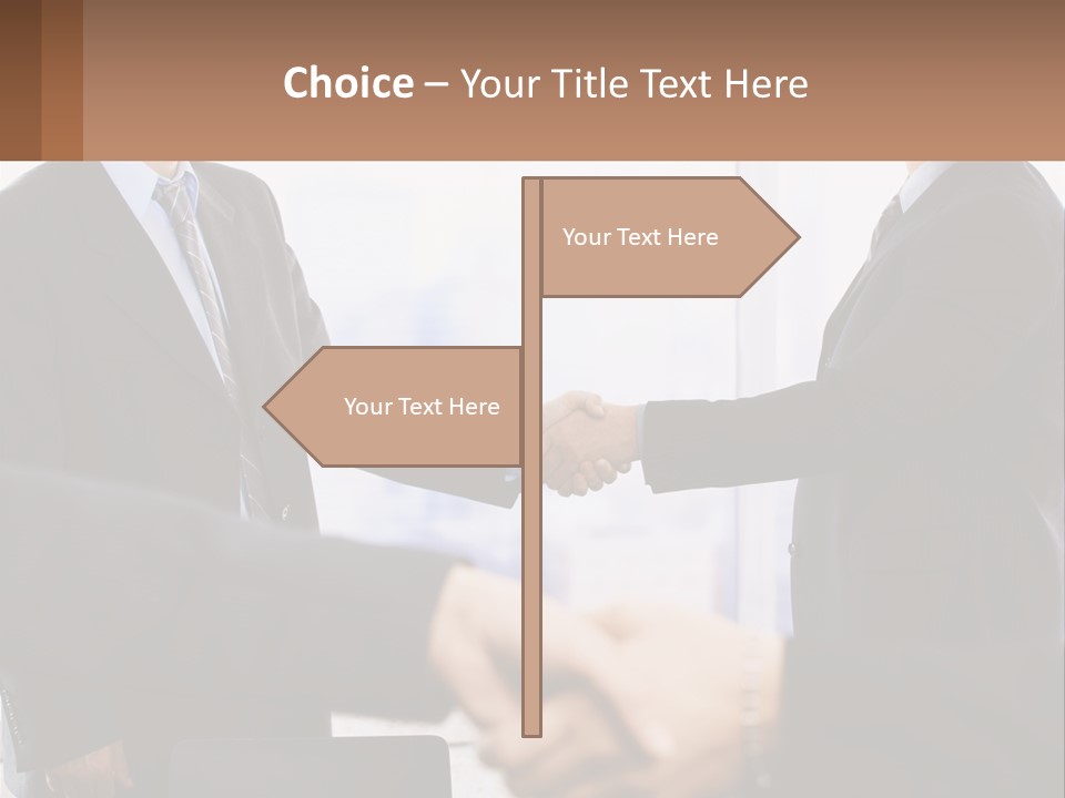 Two Men Shaking Hands In A Business Meeting PowerPoint Template