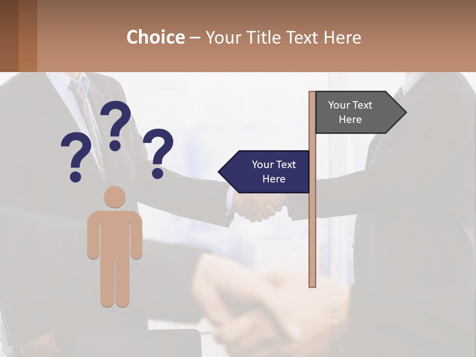 Two Men Shaking Hands In A Business Meeting PowerPoint Template