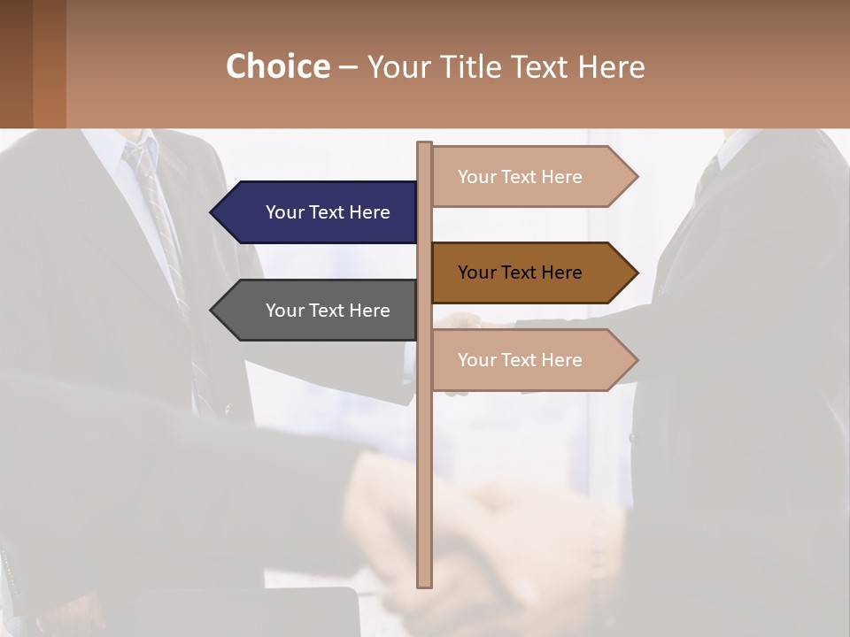 Two Men Shaking Hands In A Business Meeting PowerPoint Template