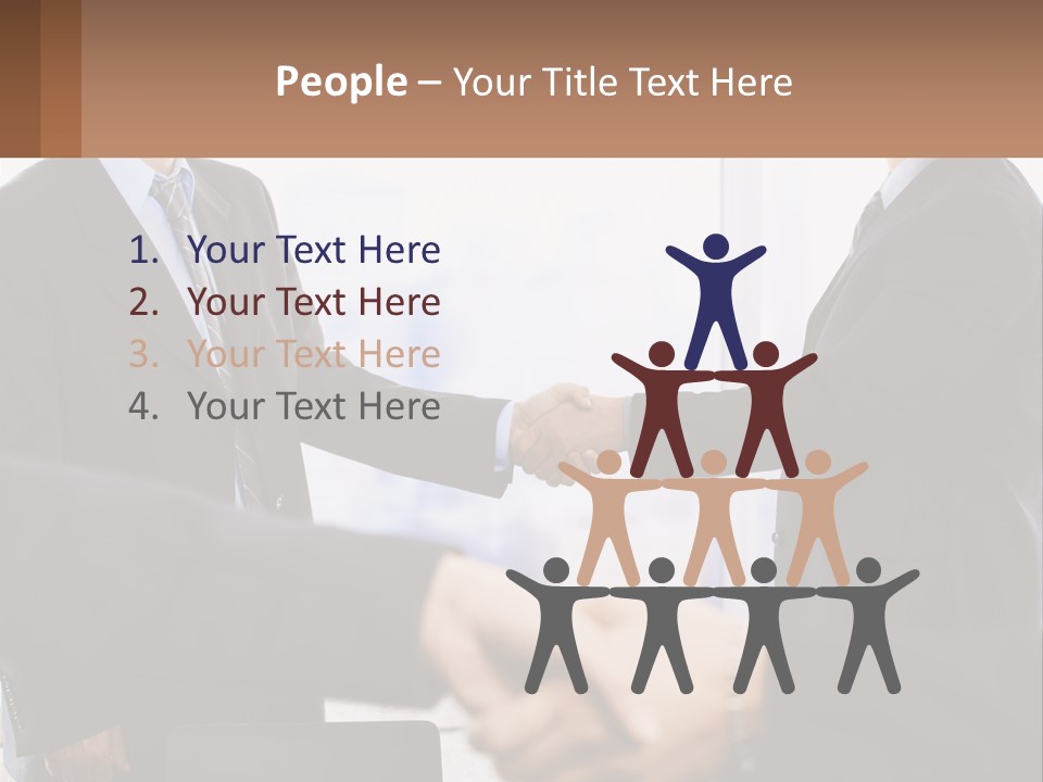 Two Men Shaking Hands In A Business Meeting PowerPoint Template