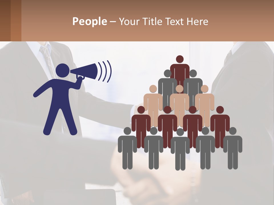 Two Men Shaking Hands In A Business Meeting PowerPoint Template