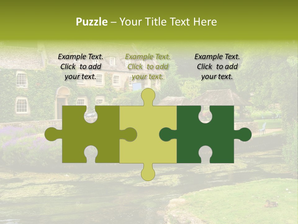 A House With A Pond In Front Of It PowerPoint Template