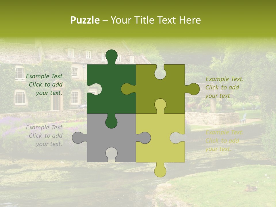 A House With A Pond In Front Of It PowerPoint Template