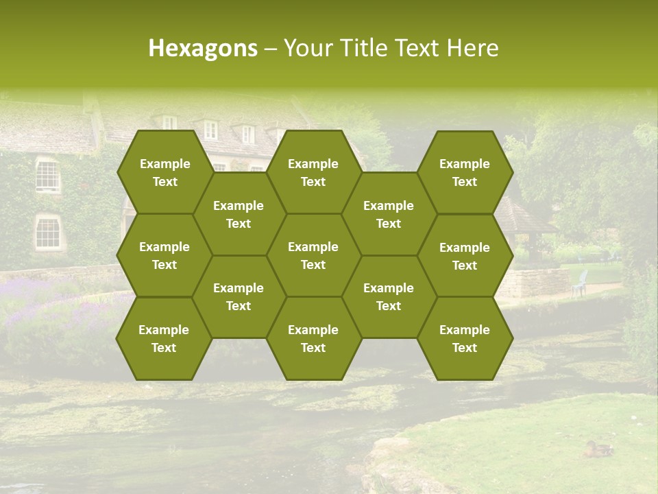 A House With A Pond In Front Of It PowerPoint Template